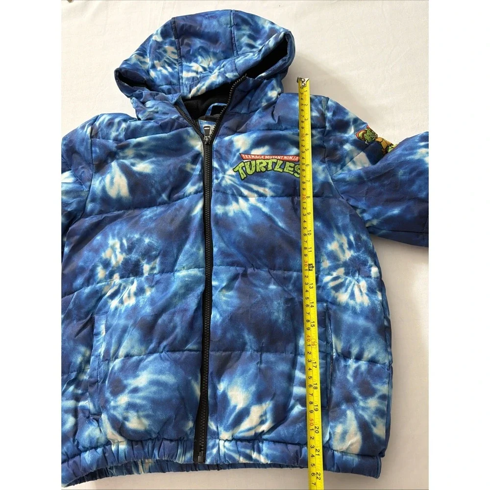 Teenage Mutant Ninja Turtles Blue Tie Dye Kids Hooded Coat Size 10/12 TMNT Outsi